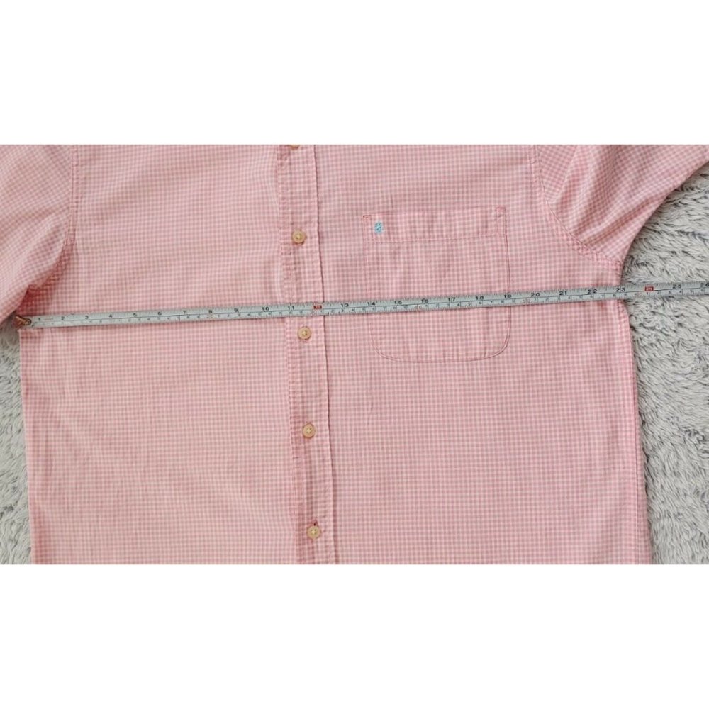 Izod MEDIUM Bundle of 2 Button Up Short Sleeve Men Pink Shirts Striped & Plaid - Picture 12 of 12